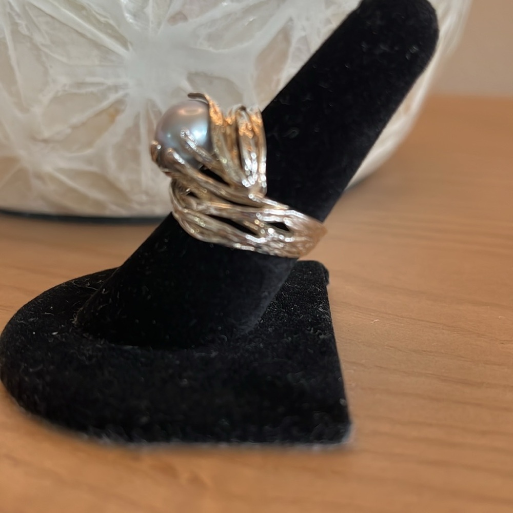 A.S. Israel Artisan Sterling Silver 925 Nested Pearl Branch Style Ring -… - Picture 4 of 7